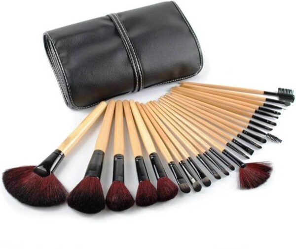 24 PIECES EYE AND FACE BRUSHES SET WITH LEATHER BAG