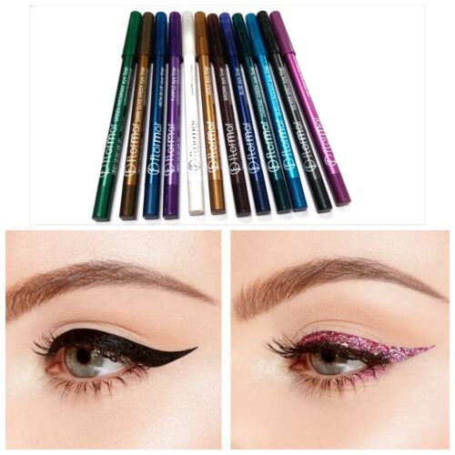 Pack of 12 High Quality Waterproof New Glitter Lip Pencil And Eye Liner Pencil – 12pcs