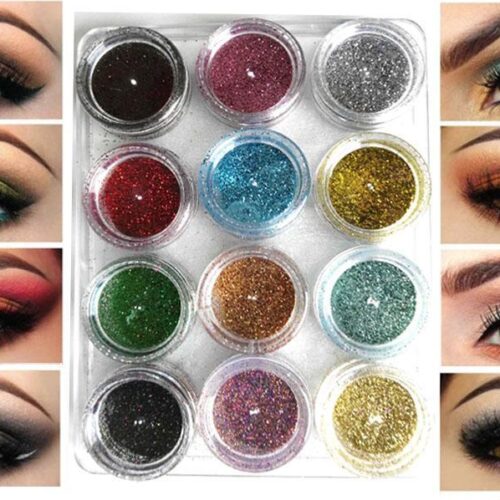 Glitter Eyeshadow 12 Colors Single Palette Body Face Eye Shimmer Shine Pigment Cosmetics