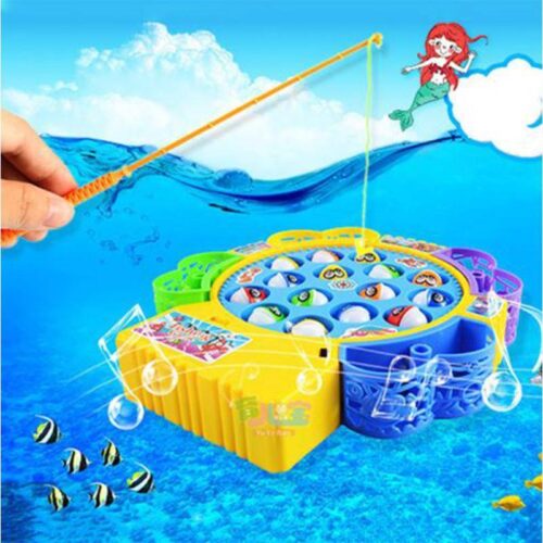 Fishing Game Toy Set with Rotating Board with Music On/Off Switch for Quiet Play,