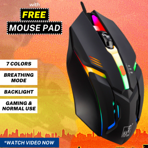 FunBug 7 Light Breathing Gaming Mouse RGB Cheap With FREE Pad – Gaming Mouse With 7 Led