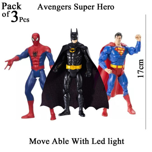 Pack of 3 pcs – Avengers Super Hero Action Figures With Led Light Toys For Kids and Boys