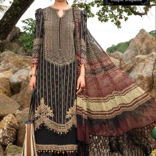 3Pcs Maria-B Premium Staple Dupatta – Embroidered Neck | Online Shopping in Pakistan