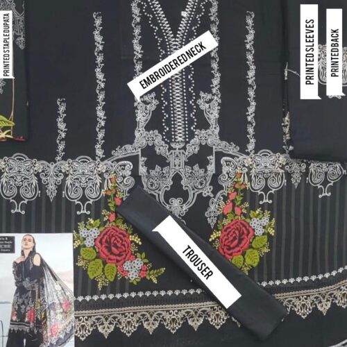 3 Pcs Maria B Replica – Printed Sleeves | Women Clothes in Pakistan