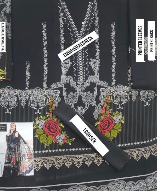 3 Pcs Maria B Replica - Printed Sleeves | Women Clothes in Pakistan