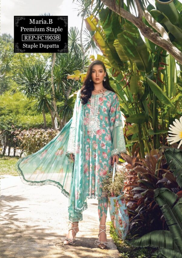 3 Pcs REP Maria-B Premium Staple Dupatta - Embroidered Printed Suits