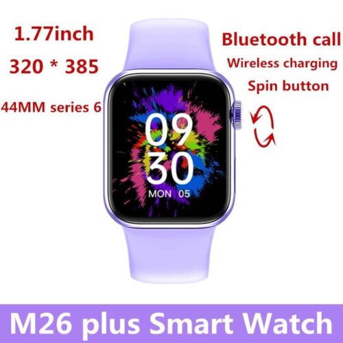 M26 Plus Smart Watch, 1.77″ HD Touch Screen, Waterproof & BT, Wireless Charging & Long Standby, for Android iOS