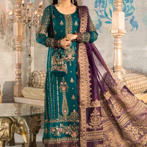 Unstitched EMBROIDERED – Teal Blue (BD- 2202)