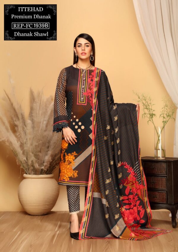 ITTEHAD Premium Dhanak REP-FC-1939B Dhanak Shawl Black