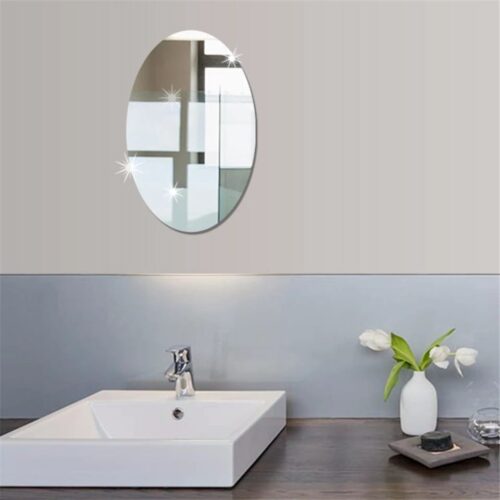 Acrylic Oval Sliver Mirror Stickers Wall Sticker Bathroom Decor Home Decoration Accessories – Price in Pakistan 2023