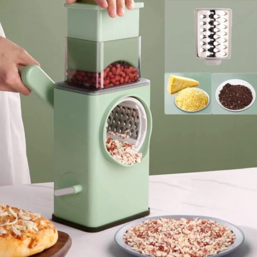 Multifunctional Manual Rotary Cheese Grater Shredder – Wider Hopper Round Mandolin Drum Slicer Cutter For Kitchen