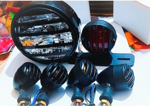 Head Light Beam Round Shape Tail Back Light Stop Running Light And Grap-4 Piece Grill Indicator