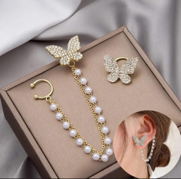 Buy Delicate Tiny Earring With Long Dangle Chain Tassel Ear Cuff